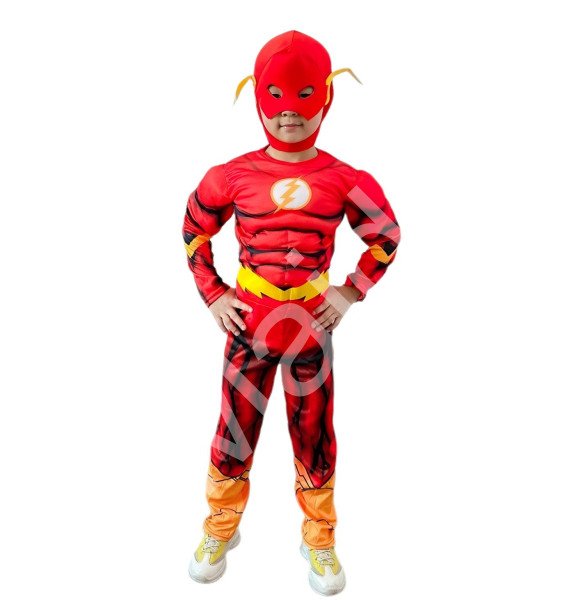 FunCo Dětský kostým Svalnatý Flash s maskou 122 - 134 L