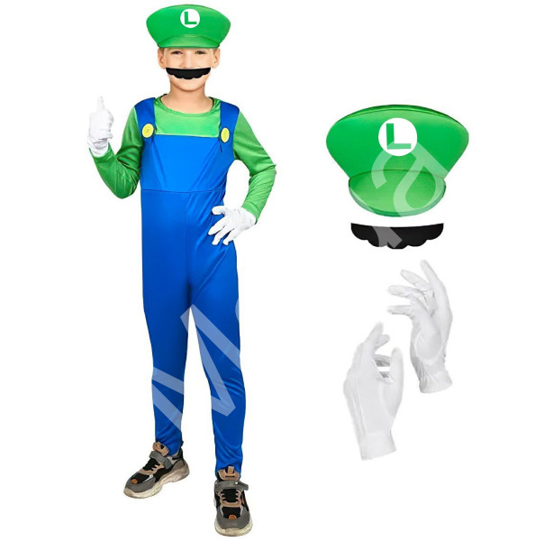 FunCo Dětský kostým Super Mario Luigi 110-122 M
