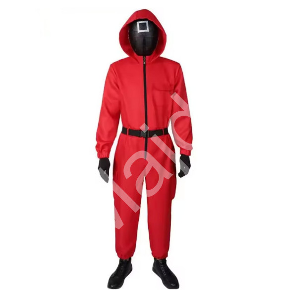 FunCo Kostým Squid game - Hra na oliheň Dozorce s maskou a rukavicemi L