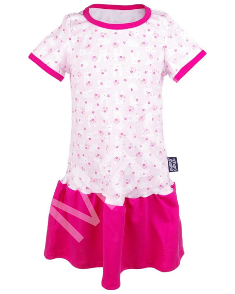 Kaarsgaren Dívčí letní šaty růžové se zajíčky – velikost 104-110