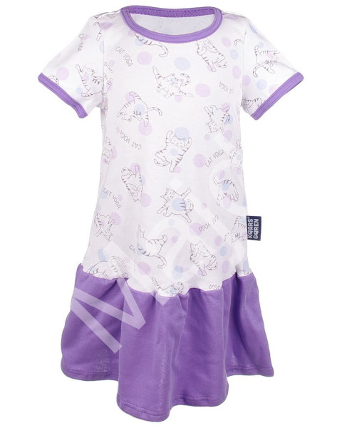 Kaarsgaren Dívčí letní šaty fialové s kočičkami – velikost 92–98
