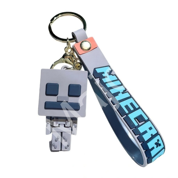 Bagito Dětská klíčenka Minecraft Skeleton s poutkem a karabinou 22cm