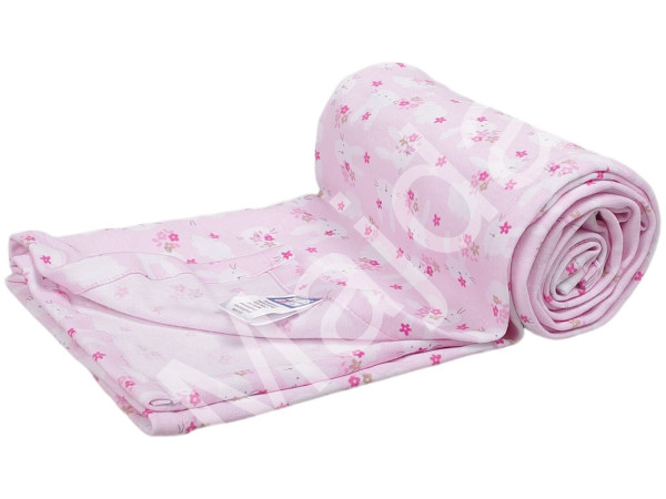 Kaarsgaren Letní bavlněná deka 70×100 cm – růžová se zajíčky