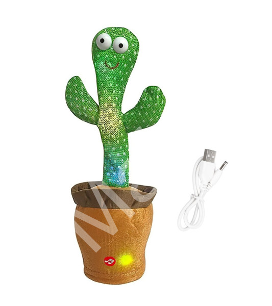 Plush Interaktivní plyšová hračka Kaktus zpívající tancující USB 34cm