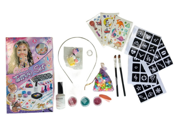 Toybit Sada tetování Glitter se šperky a nálepkami 18ks