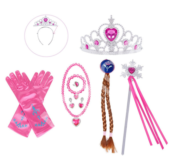 FunCo Anna Frozen Velká sada doplňků s copánkem a šperky 9v1