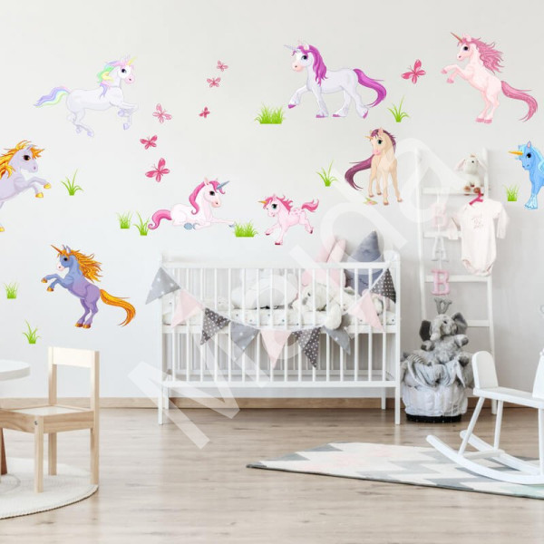 Inspio Dětské samolepky na zeď - Unicorns N.2 - Veľká sada