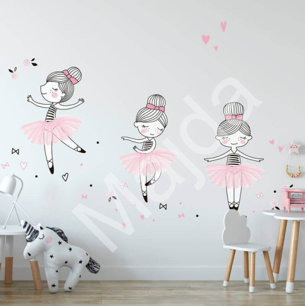 Inspio Samolepky na zeď - Malé baletky 3 baletky + doplňky (1050)