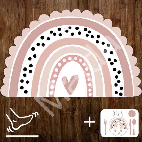 Inspio Podložka na hraní pro děti do dětského pokoje - Duha v pastelových barvách N.5. - Hnědá (1740)