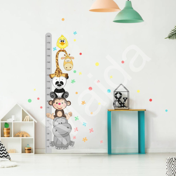 Inspio Dětský metr na zeď - Samolepící dětský metr na stěnu v šedém provedení Šedý metr s rozměrem 45 × 187 cm (1050)