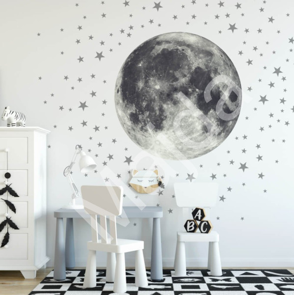 Inspio Samolepky na zeď - Měsíc s hvězdami Měsíc + hvězdy (1600)