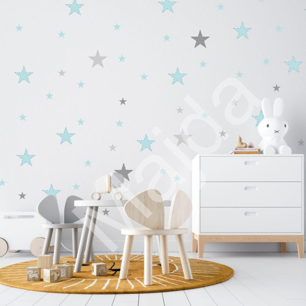 Inspio Samolepka na zeď - Malé mentolové hvězdičky Mentolové - 57 hvězd (840)
