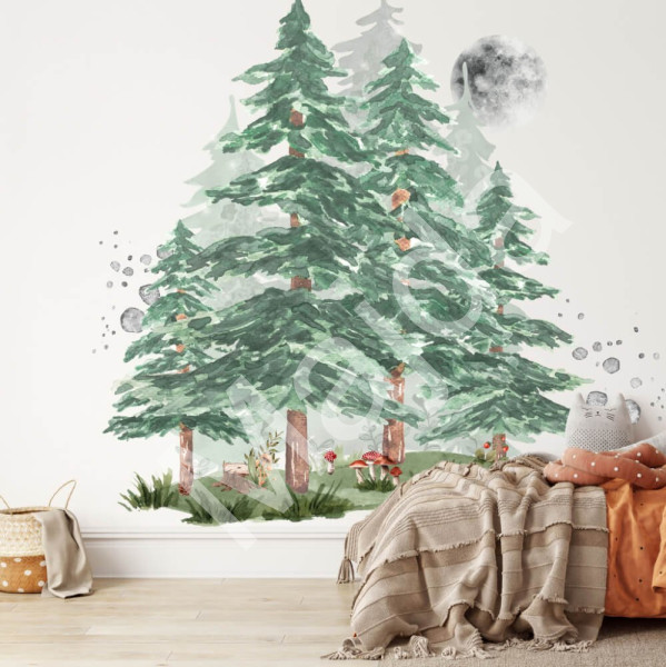 Inspio Samolepky na zeď - Les za svitu měsíce