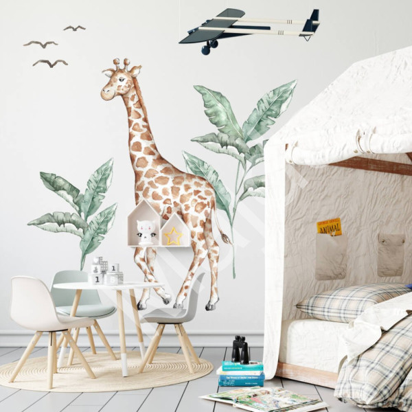 Inspio Dětské samolepky na zeď - Žirafa ze světa safari