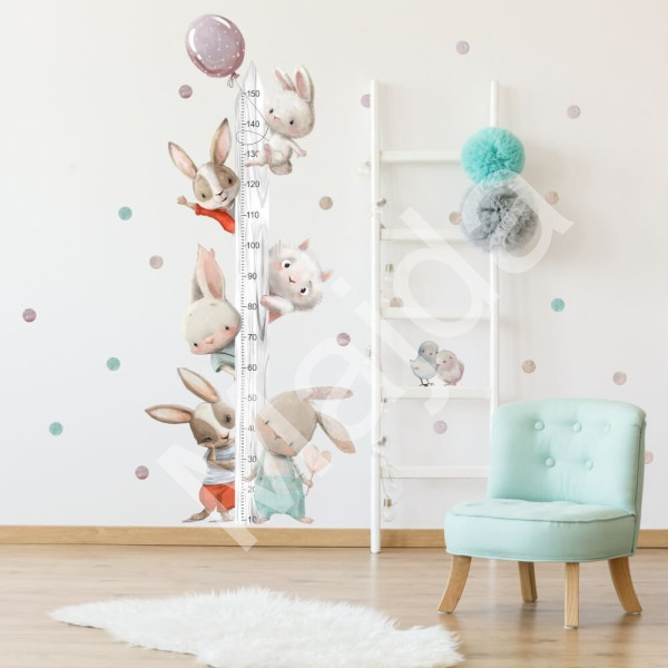 Inspio Dětský metr na zeď - Akvarelová zvířátka