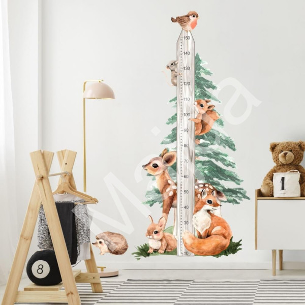 Inspio Nálepka metr na zeď - Forest a zvířátka z lesa
