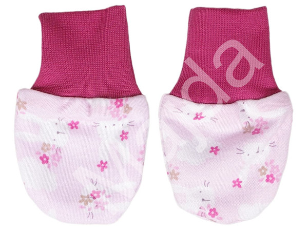 Kaarsgaren Rukavičky bavlna 0 až 3 měsíce zajíc růžový