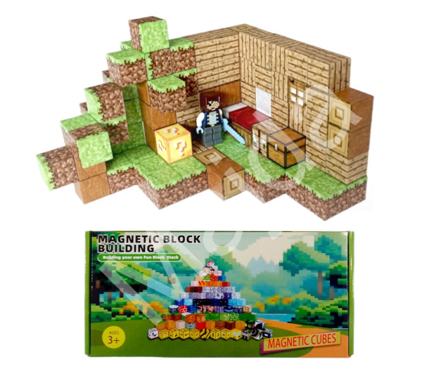 Toybit Magnetická stavebnice Minecraft Special Lucky block s postavičkou 101ks