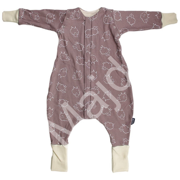 Kaarsgaren Merino spací pytel s nohavicemi a odepínacími rukávy – hnědé ovečky 80 cm