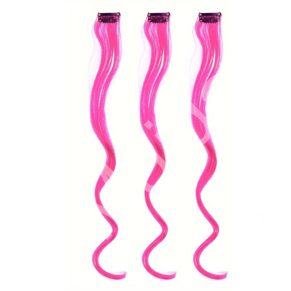 FunCo Vlnitý příčesek růžový se sponkou 35cm Pink curly extension 3ks