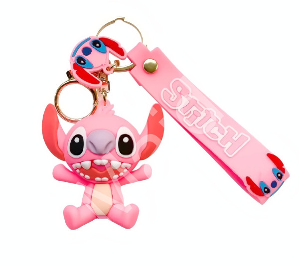 Bagito Dětská klíčenka Lilo a Stitch Angel růžová s poutkem a karabinou