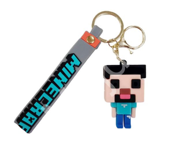 Bagito Dětská klíčenka Minecraft Steve s poutkem a karabinou