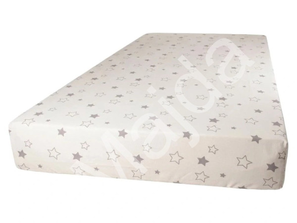 Prostěradlo do dětské postýlky 60×120 cm biobavlna – přírodní se šedými hvězdičkami (GOTS, česká výroba) (1)