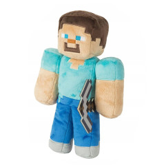 Plush Plyšová hračka Minecraft Steve diamantový s krumpáčem 27cm
