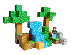 Toybit Magnetická stavebnice Minecraft Stromy a vodopád s postavičkou 101ks