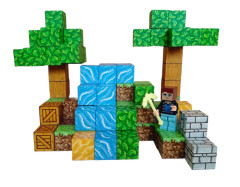 Toybit Magnetická stavebnice Minecraft Stromy a vodopád s postavičkou 101ks