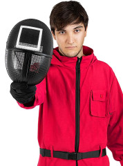 FunCo Kostým Squid game - Hra na oliheň Dozorce s maskou a rukavicemi L