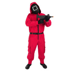 FunCo Kostým Squid game - Hra na oliheň Dozorce s maskou a rukavicemi L