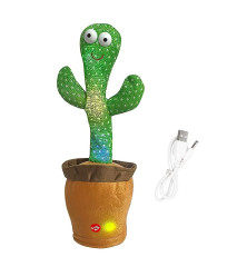 Plush Interaktivní plyšová hračka Kaktus zpívající tancující USB 34cm