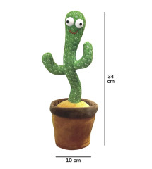 Plush Interaktivní plyšová hračka Kaktus zpívající tancující USB 34cm