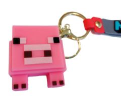 Bagito Dětská klíčenka Minecraft Prase s poutkem a karabinou