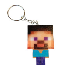 Bagito Dětská svítící klíčenka Minecraft Steve s poutkem a karabinou