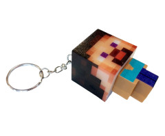 Bagito Dětská svítící klíčenka Minecraft Steve s poutkem a karabinou