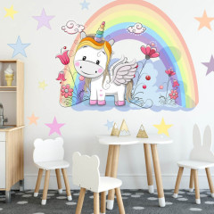 Inspio Samolepka Můj jednorožec N.2 - Jednorožec 95x120cm + text a hvězdy