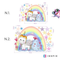 Inspio Samolepka Můj jednorožec N.2 - Jednorožec 95x120cm + text a hvězdy