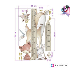 Inspio samolepky na zeď - Dětský metr na zeď - Lesní zvířátka Dětský metr 150 cm (1150)