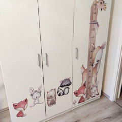 Inspio samolepky na zeď - Dětský metr na zeď - Lesní zvířátka Dětský metr 150 cm (1150)