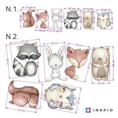 Inspio Dětské samolepky na zeď - Zvířátka nad postýlku N.1. (830)