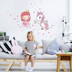 Inspio Samolepky na zeď pro holčičky - Princezna a jednorožec