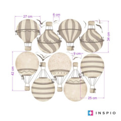 Inspio Samolepky na zeď - Samolepky balónů v hnědých barvách N.1. – Balóny 9 ks (1270)