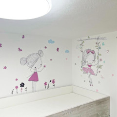 Inspio Dětské samolepky na zeď - Fialová víla na houpačce N.3. Fialková víla 103 × 75 cm (1300)