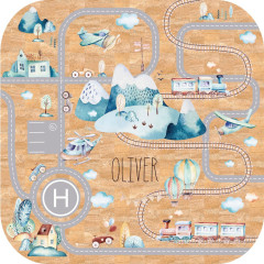 Inspio Hrací korkový koberec pro děti se silnicí, auty a jménem