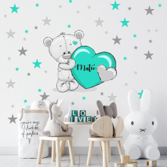 Inspio Dětská samolepka na stěnu - Medvídek se jménem