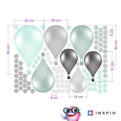 Inspio Samolepky na zeď - Balóny v norském stylu v mentolové barvě
