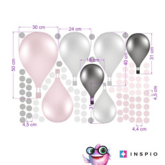 Inspio Samolepky na zeď - Růžové samolepicí balóny v norském stylu