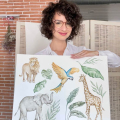 Inspio Dětské samolepky na zeď - Žirafa ze světa safari